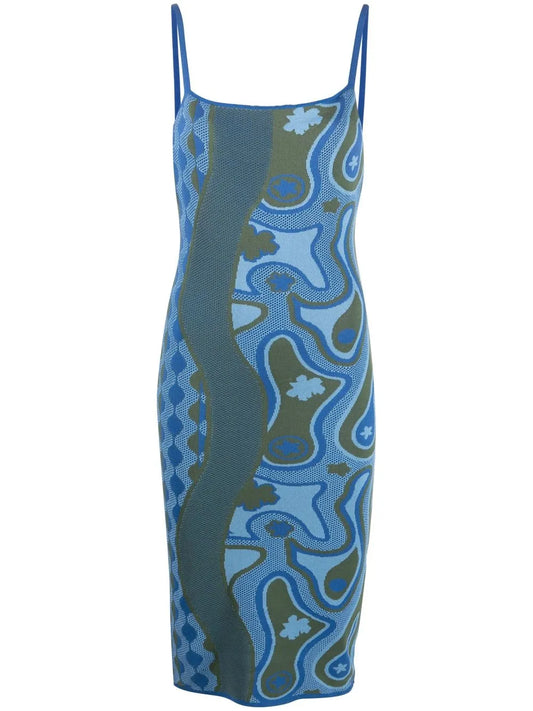 Graphic-Print Fitted Dress