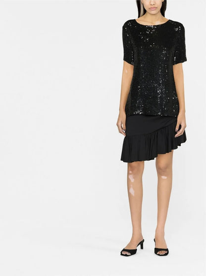 Sequinned Short-Sleeve Top