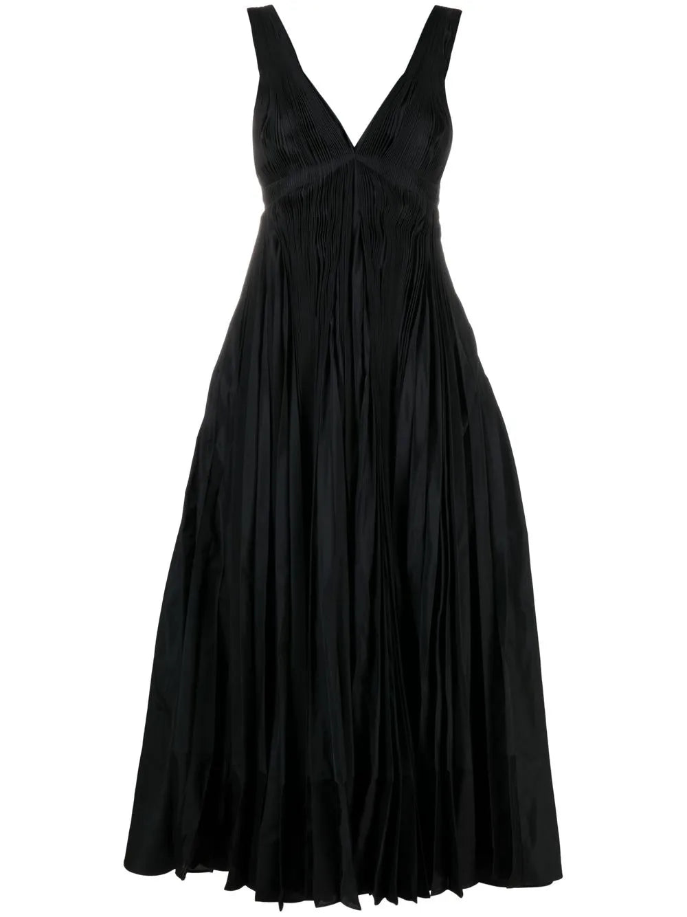 Pleated V-Neck Evening Dress