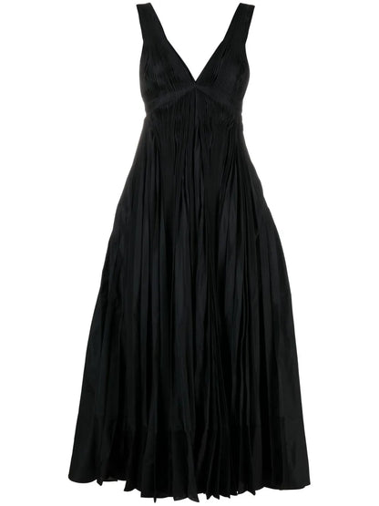 Pleated V-Neck Evening Dress
