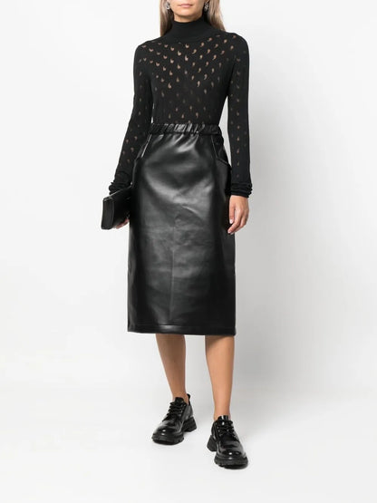 High-Waisted Faux Leather Skirt