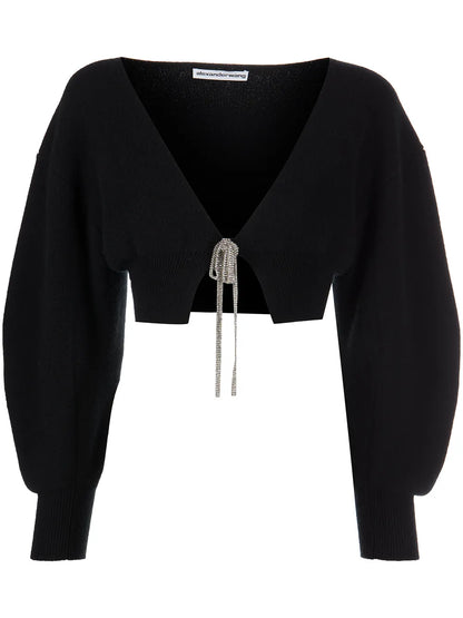 V-Neck Cropped Cardigan