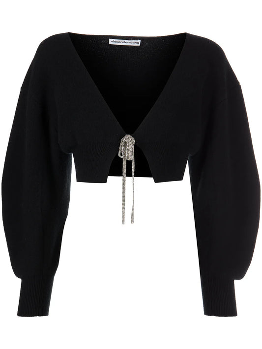 V-Neck Cropped Cardigan