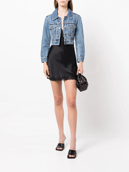 Cropped Denim Trucker Jacket