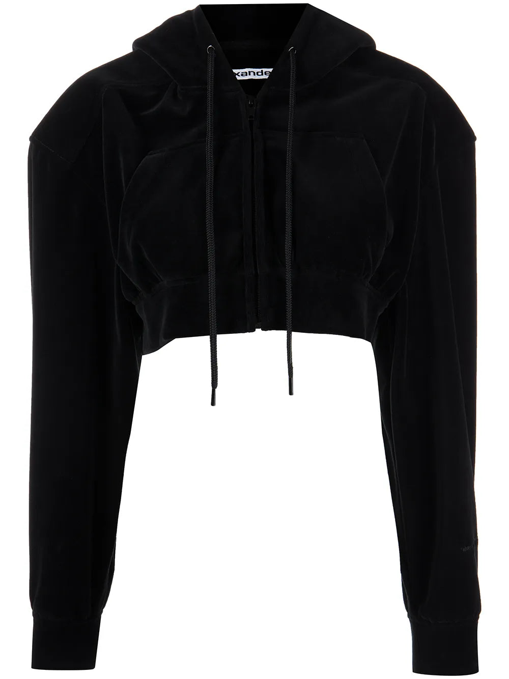 Cropped Velour Hoodie