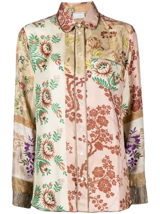 Floral-Print Silk Shirt