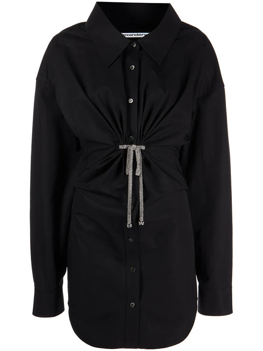 Crystal-Embellished Mini Shirt Dress