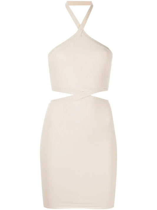 Logo-Trim Halterneck Dress