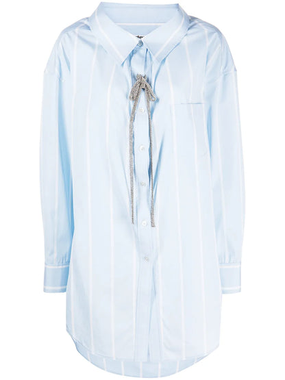 Crystal-Embellished Striped Cotton Shirt