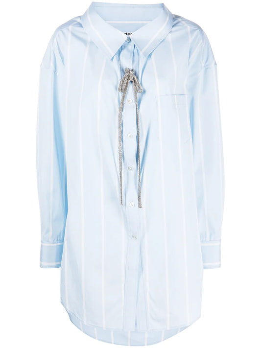 Crystal-Embellished Striped Cotton Shirt