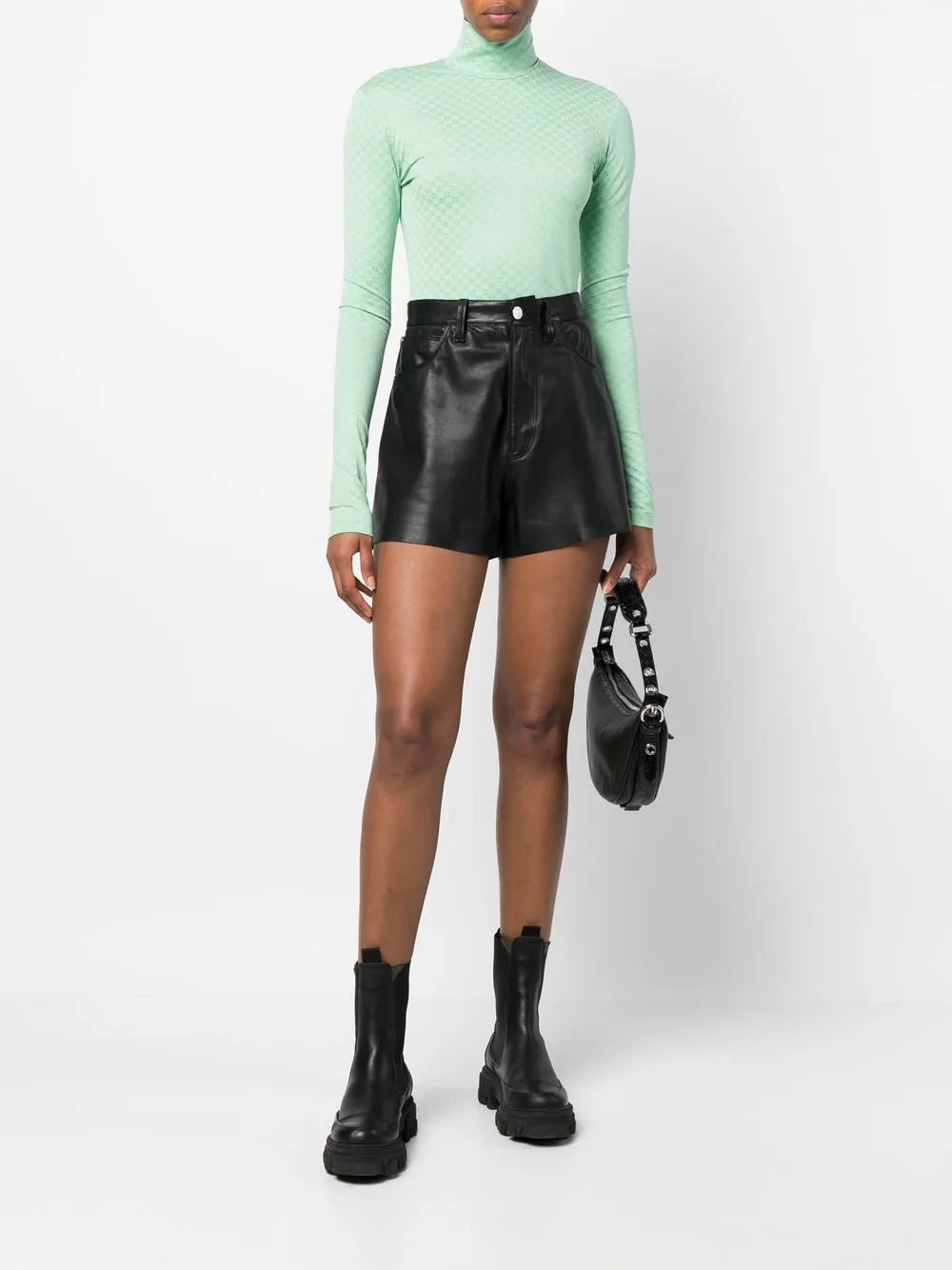 Jacquard Turtleneck Long-Sleeve Top