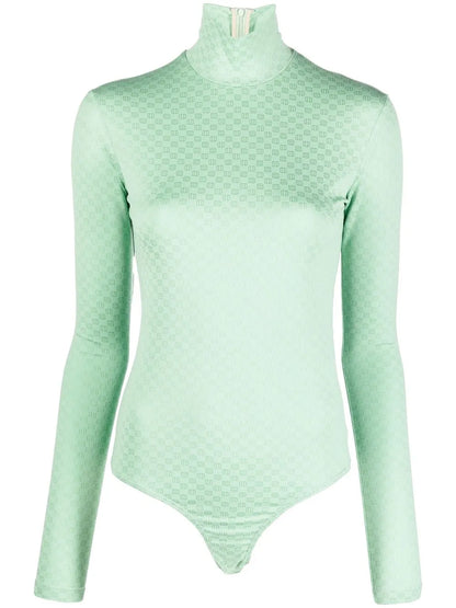 Jacquard Turtleneck Long-Sleeve Top
