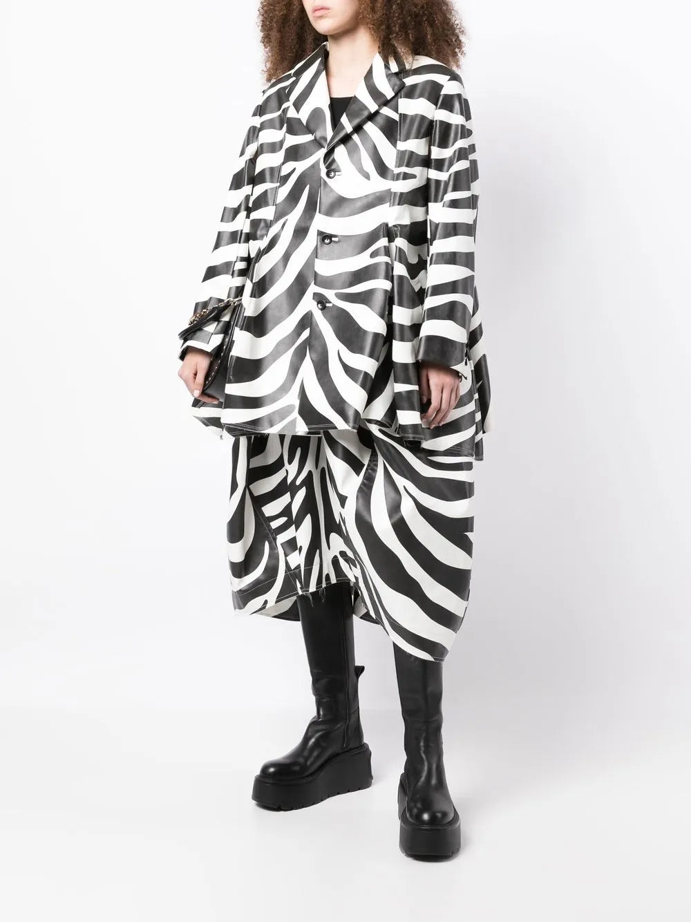 Zebra-Print Single-Breasted Coat