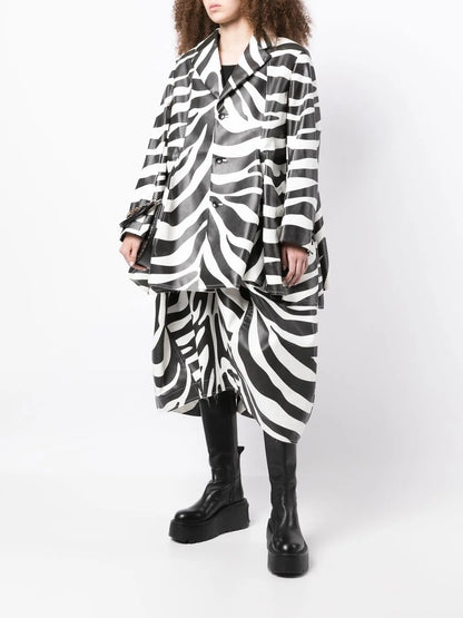 Zebra-Print Single-Breasted Coat