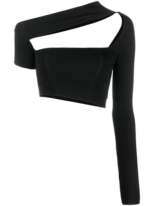 Ribbed-Knit Cut-Out Top