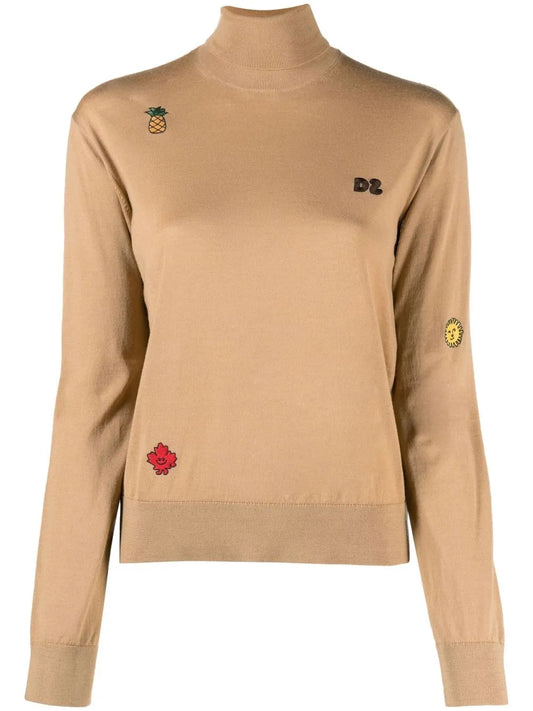 Logo-Embroidered Roll-Neck Jumper