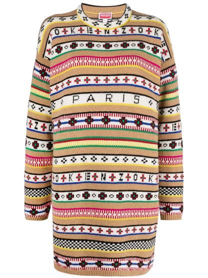 Intarsia-Knit Jumper Dress