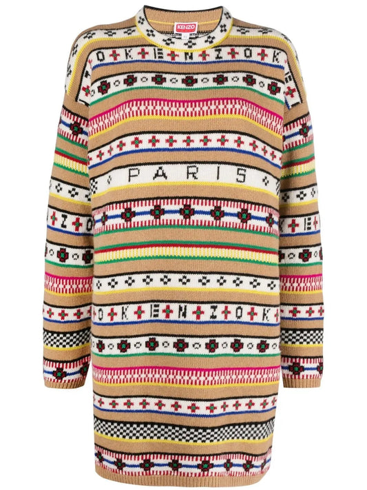 Intarsia-Knit Jumper Dress