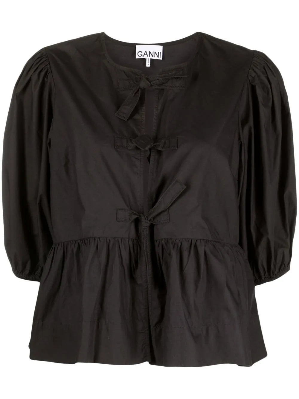 Puff-Sleeved Peplum Blouse
