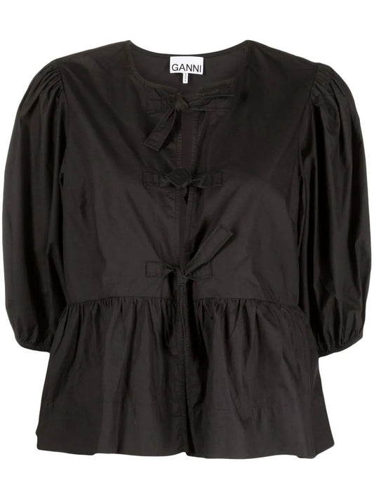 Puff-Sleeved Peplum Blouse