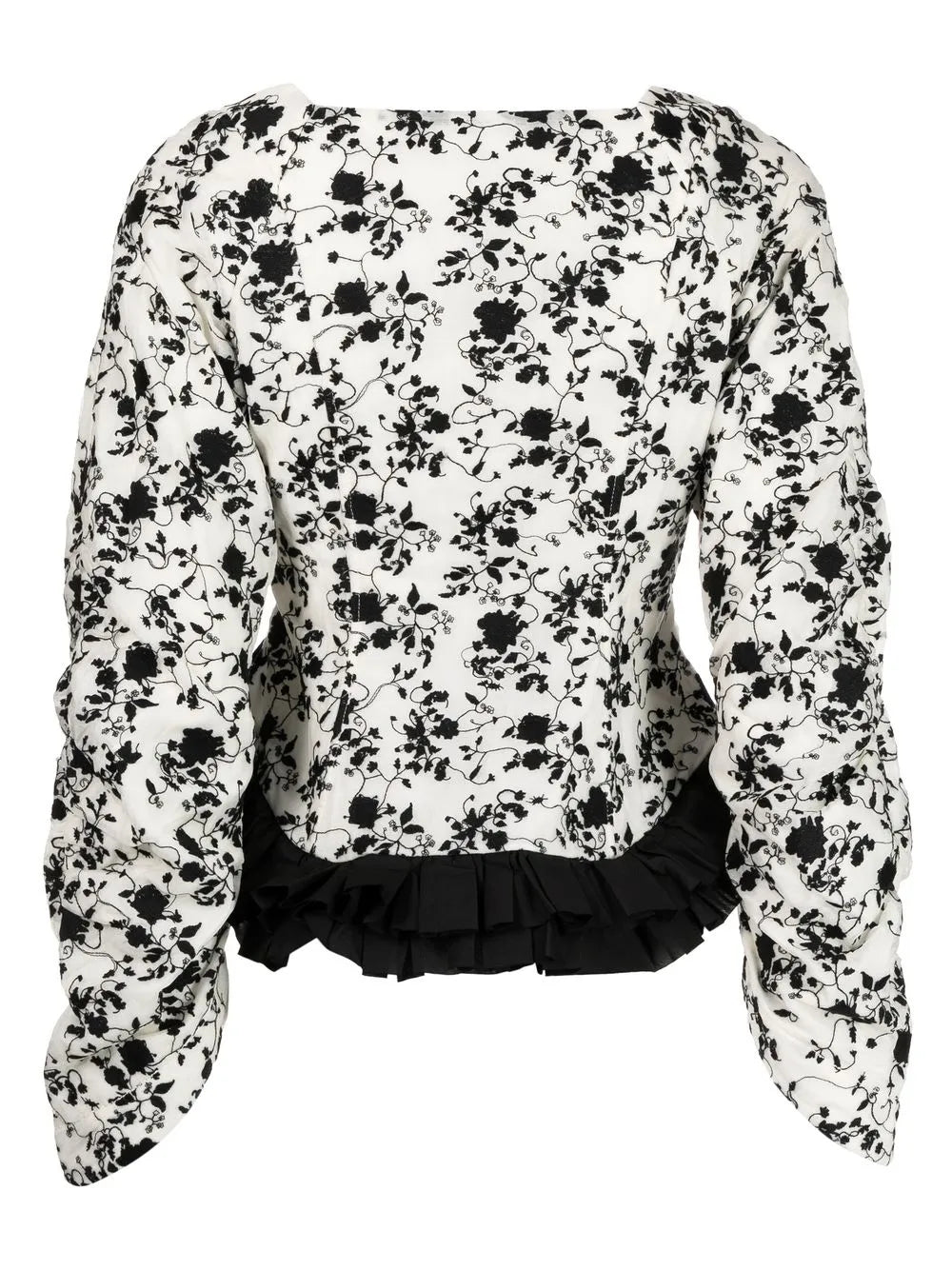 Plear-Detail Floral-Print Blouse