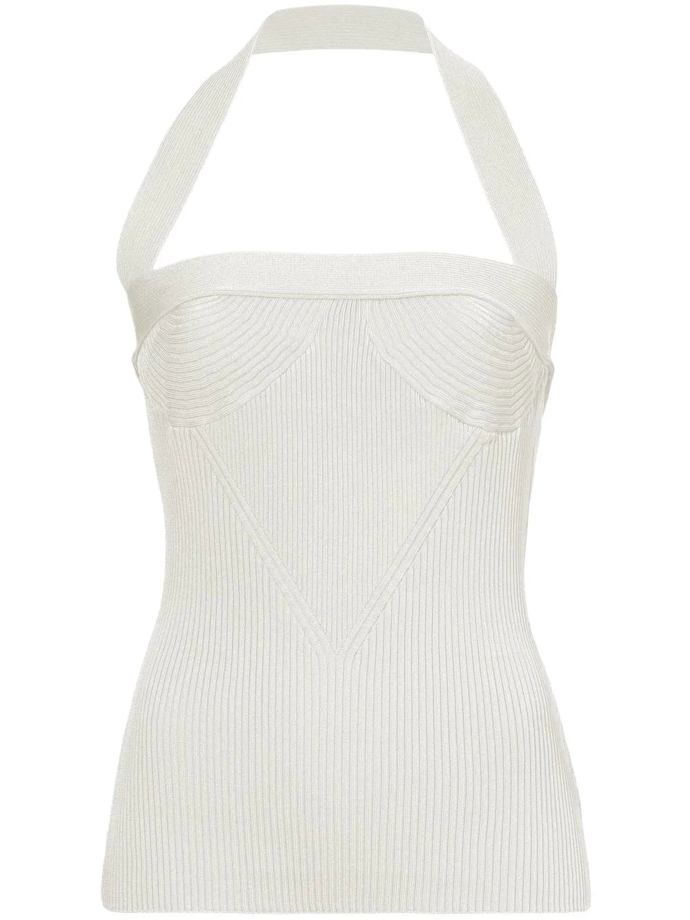 Ribbed-Knit Halterneck Knitted Top