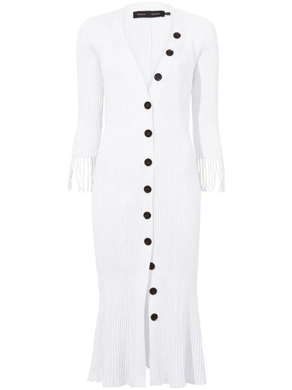 Ribbed-Knit Buttoned-Up Dress
