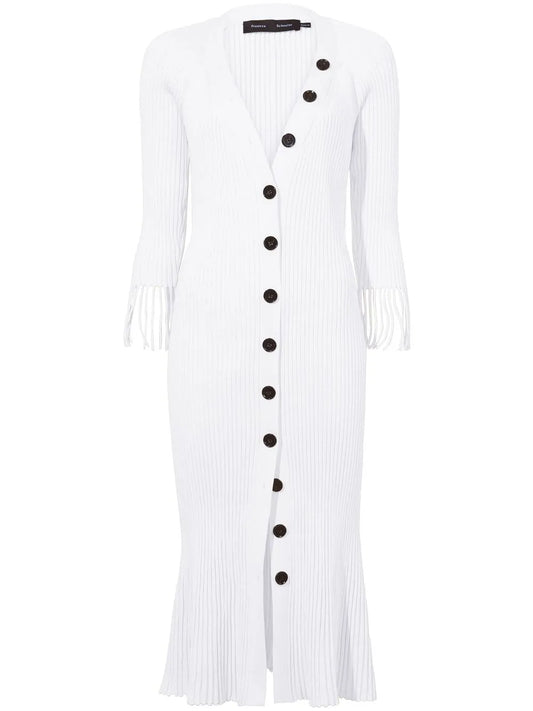Ribbed-Knit Buttoned-Up Dress