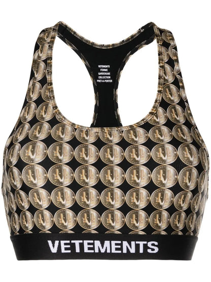 Logo-Print Racerback Sports Bra