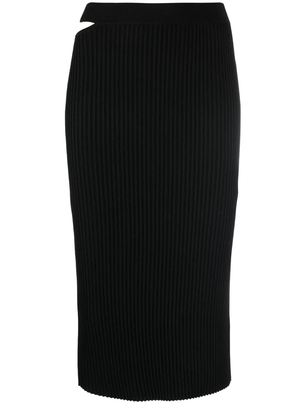 Cutout-Detail Ribbed Knit Skirt