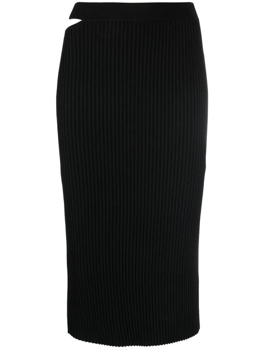 Cutout-Detail Ribbed Knit Skirt