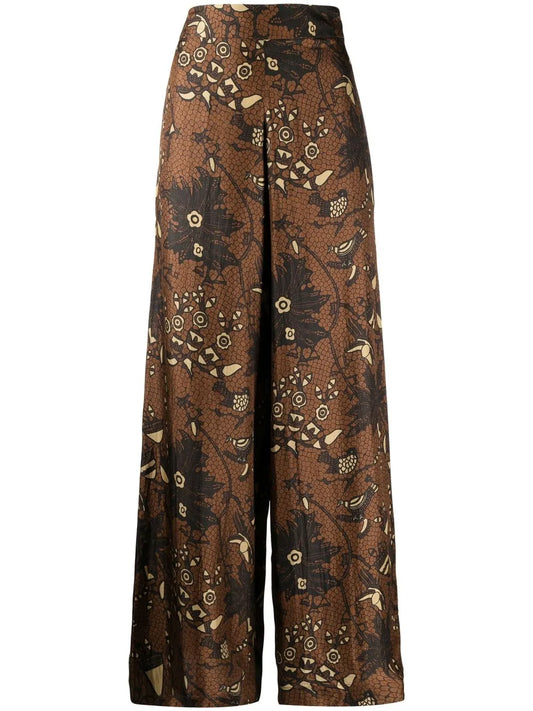 Floral-Print Silk Palazzo Pants