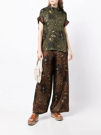 Floral-Print Silk Palazzo Pants