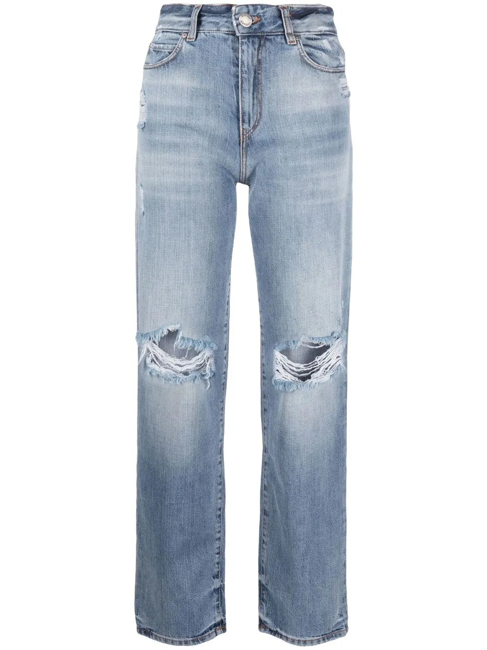 Straight-Leg Ripped Jeans