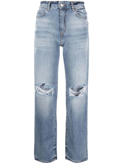 Straight-Leg Ripped Jeans