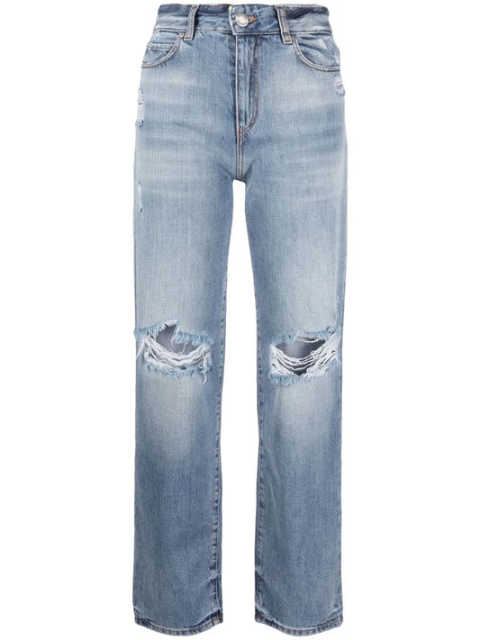 Straight-Leg Ripped Jeans