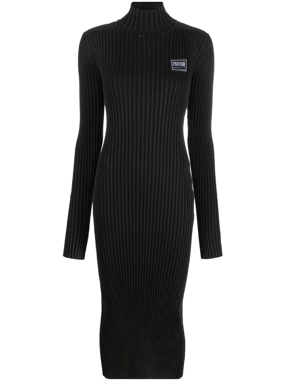 Logo Patch Ribbed Midi Dress