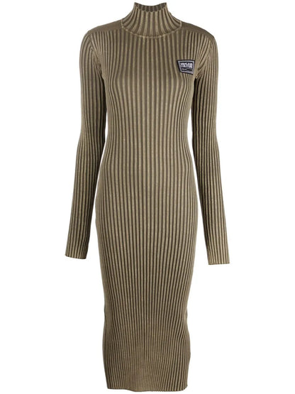 Logo Patch Ribbed Midi Dress