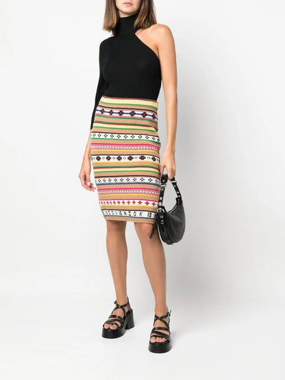 Intarsia-Knit High-Waisted Skirt