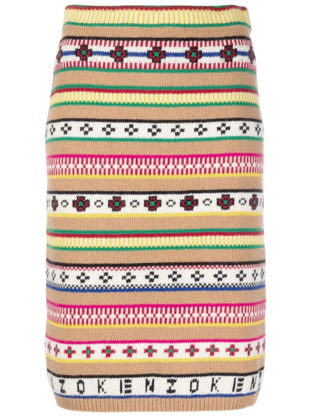 Intarsia-Knit High-Waisted Skirt