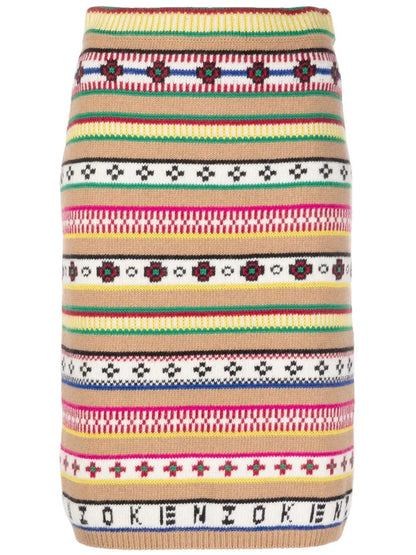 Intarsia-Knit High-Waisted Skirt