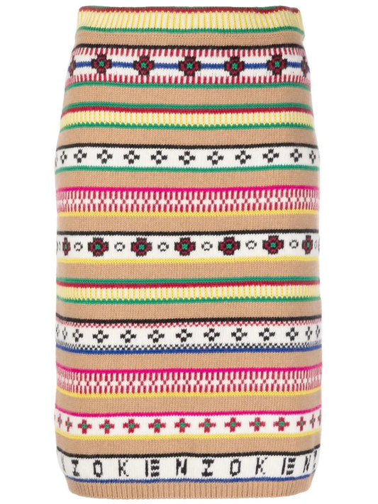Intarsia-Knit High-Waisted Skirt