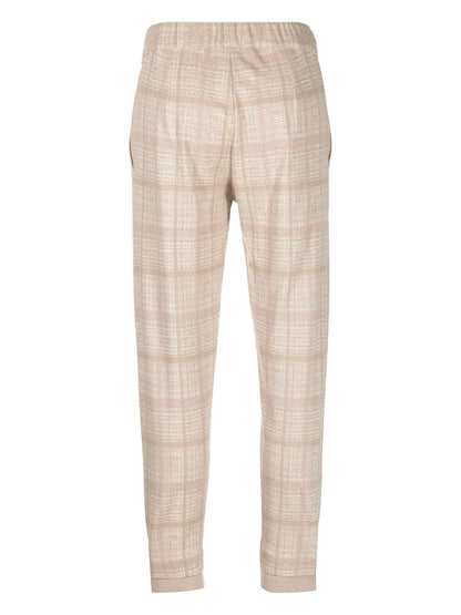 Checked Tapered Drawstring Trousers