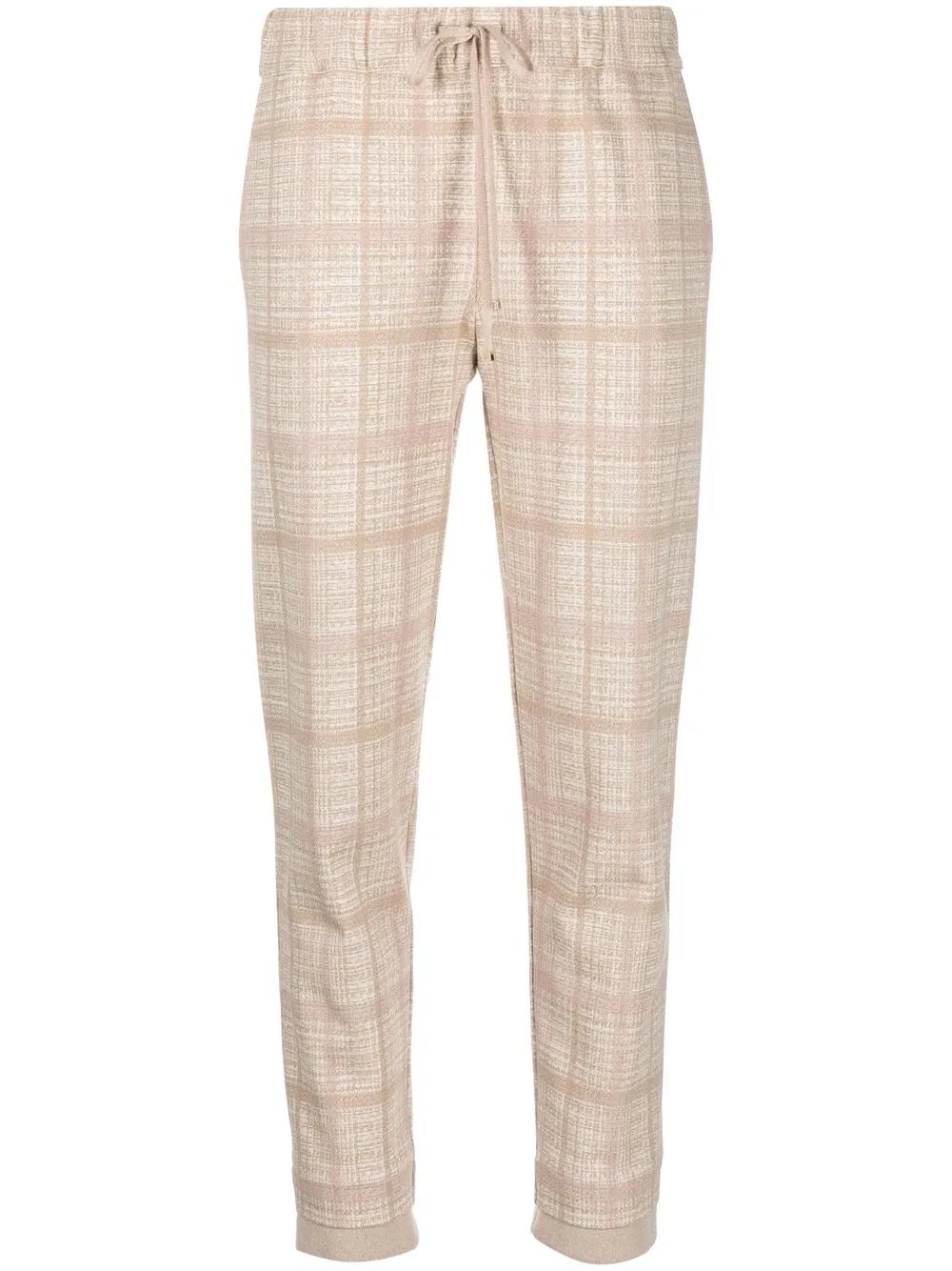 Checked Tapered Drawstring Trousers