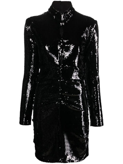 Long-Sleeve Sequin-Embellished Dress