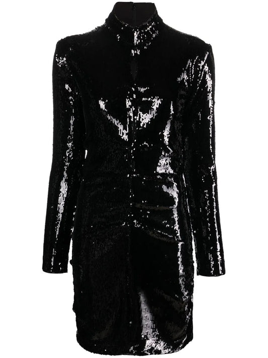 Long-Sleeve Sequin-Embellished Dress