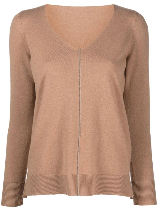 V-Neck Long-Sleeved Jumper