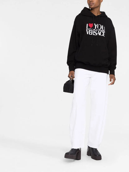 Crystal-Embellished Slogan Hoodie