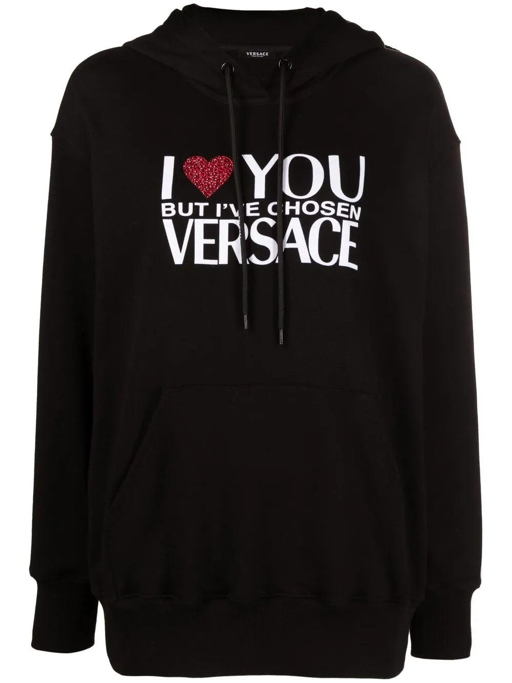 Crystal-Embellished Slogan Hoodie
