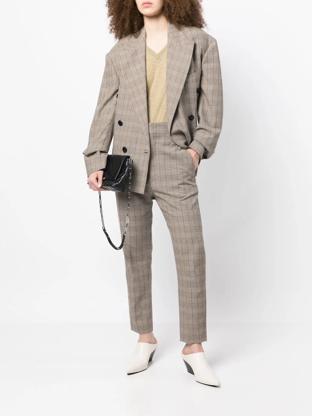 Check-Print Tapered Trousers